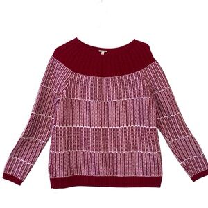 Holiday Women's Red/White Cotton Blend Sweater Size M